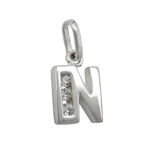 Anhänger 15x12mm Buchstabe N teilmattiert glänzend Silber 925