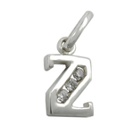 Buchstaben-Anhänger Z aus Silber 925 mit drei weißen Zirkonia auf weißem Hintergrund