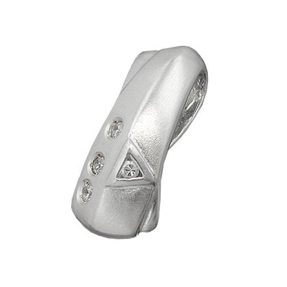 Durchlaufanhänger Schluppe Zirkonia mattiert Silber 925 20x9mm