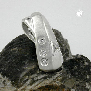 Durchlaufanhänger Schluppe Zirkonia mattiert Silber 925 20x9mm