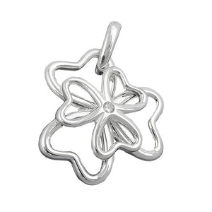 Anhänger 18mm Kleeblatt Zirkonia glänzend Silber 925