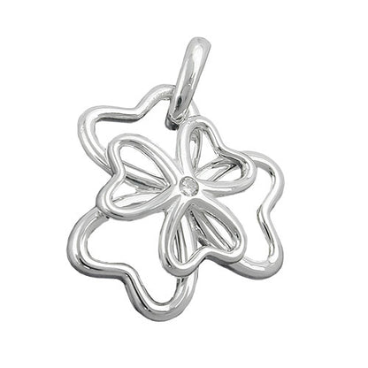 Anhänger 18mm Kleeblatt Zirkonia glänzend Silber 925