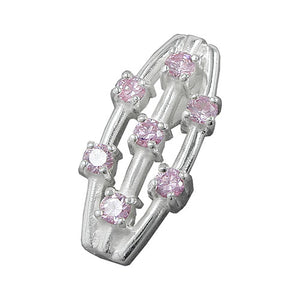 Anhänger 21x9mm 7x Zirkonia pink Silber 925