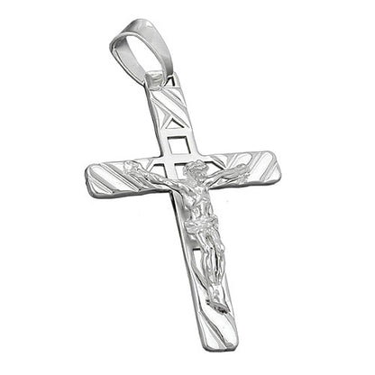 Kruzifix-Anhänger 35x22mm matt-glänzend 3D-Korpus, 925 Silber