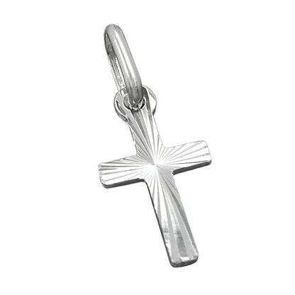 Kreuz-Anhänger 14x7mm diamantiert glänzend, 925 Silber