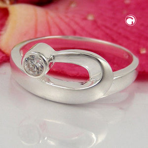 Ring 9mm Zirkonia gefasst matt-glänzend Silber 925