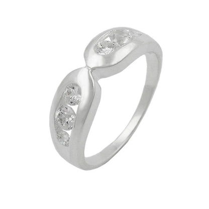 Ring 6mm mit 6 Zirkonias glänzend Silber 925