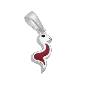 Anhänger 16x6mm Schlange rot-silber lackiert Silber 925