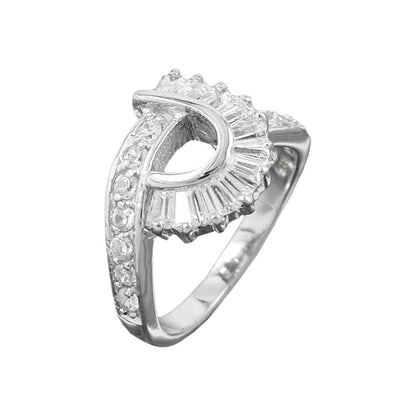 Ring 14mm mit vielen Zirkonias glänzend rhodiniert Silber 925