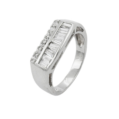 Ring 7mm mit vielen Zirkonias glänzend rhodiniert Silber 925