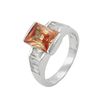Ring 11mm mit Zirkonias topas weiß glänzend rhodiniert Silber 925 Ringgröße 54
