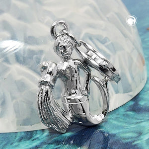 Anhänger 16x12mm Charm Wassermann glänzend rhodiniert Silber 925