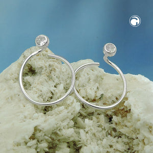 Ohrstecker Ohrring 15mm Ohrspirale mit Zirkonia Silber 925