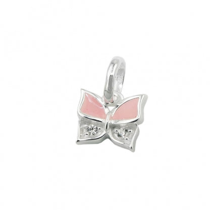 Anhänger 7x8mm Schmetterling rosa lackiert mit Zirkonia Silber 925