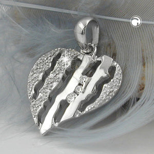 Herz-Anhänger Zirkonia rhodiniert Silber 925 19x19mm
