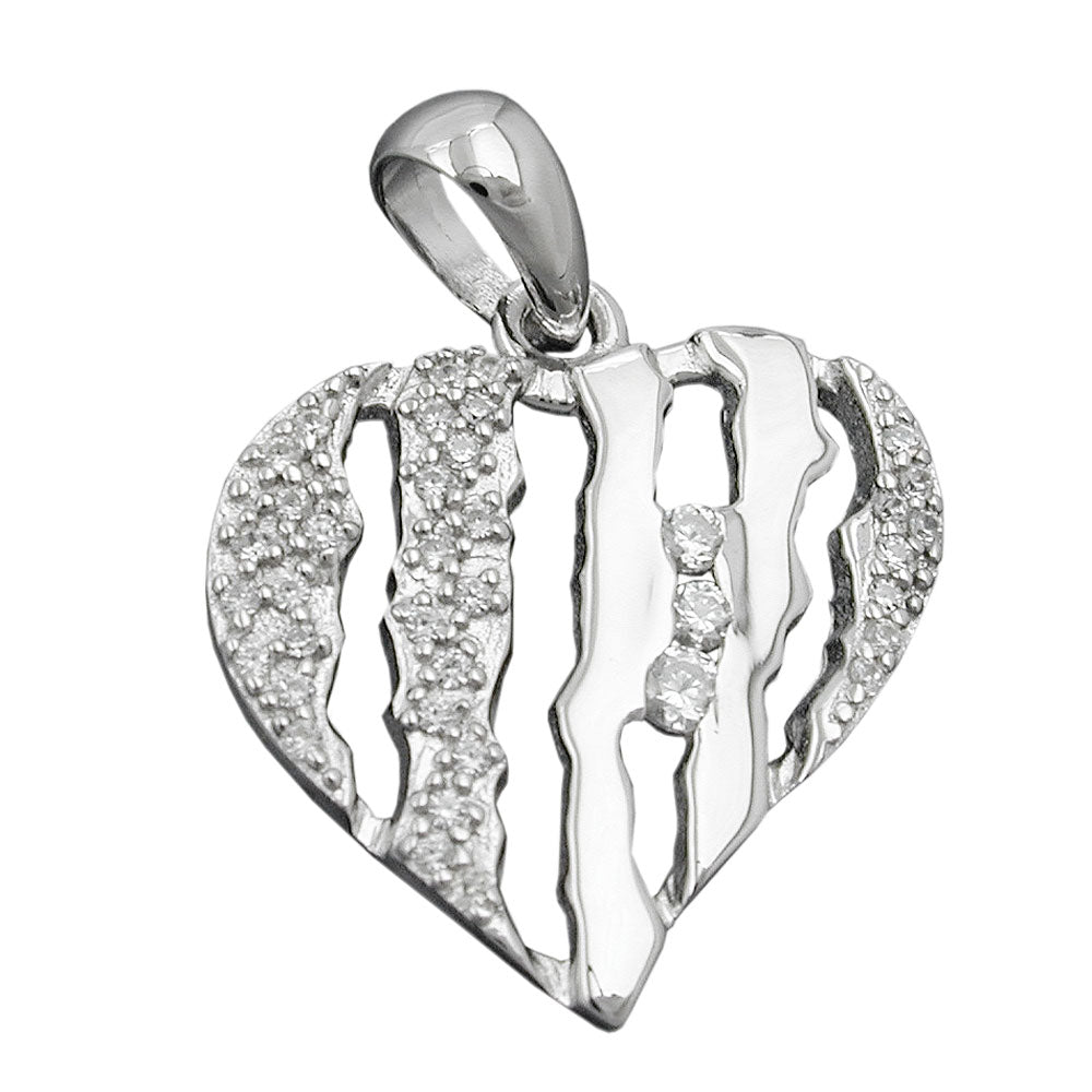 Herz-Anhänger Zirkonia rhodiniert Silber 925 19x19mm