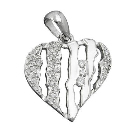 Herz-Anhänger Zirkonia rhodiniert Silber 925 19x19mm
