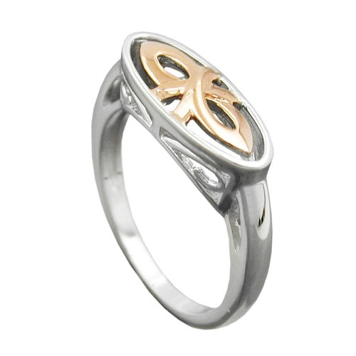 Ring 7mm bicolor rotvergoldet glänzend rhodiniert Silber 925