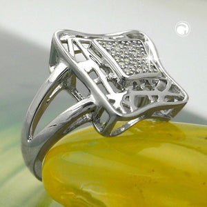 Ring 16mm mit vielen Zirkonias glänzend rhodiniert Silber 925