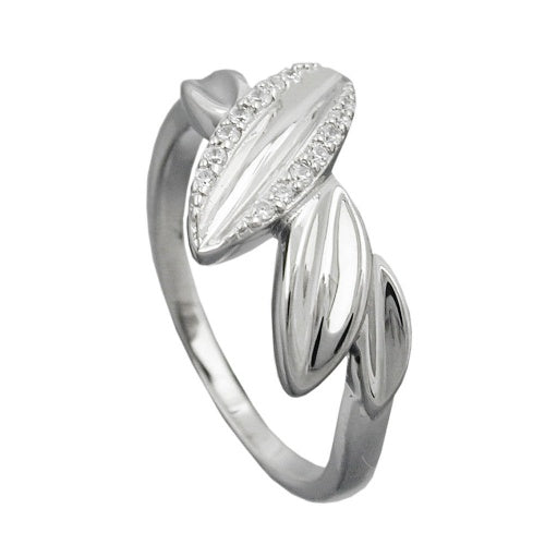 Ring 11mm mit Zirkonias glänzend rhodiniert Silber 925