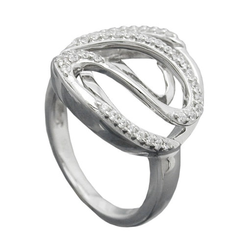 Ring 20mm mit vielen Zirkonias glänzend rhodiniert Silber 925