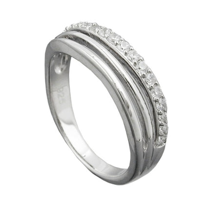 Ring 6mm mit Zirkonias glänzend rhodiniert Silber 925