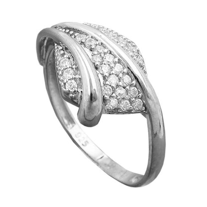 Ring 11mm mit vielen Zirkonias glänzend rhodiniert Silber 925