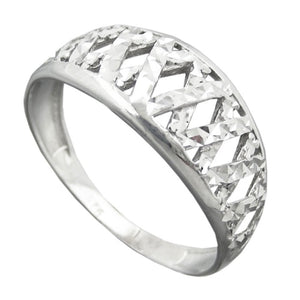 Ring 9mm Muster ausgestanzt glänzend diamantiert rhodiniert Silber 925