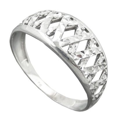 Ring 9mm Muster ausgestanzt glänzend diamantiert rhodiniert Silber 925