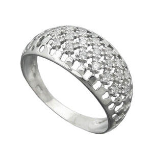 Ring 9mm mit vielen Zirkonias glänzend rhodiniert Silber 925