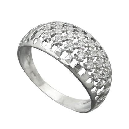 Ring 9mm mit vielen Zirkonias glänzend rhodiniert Silber 925