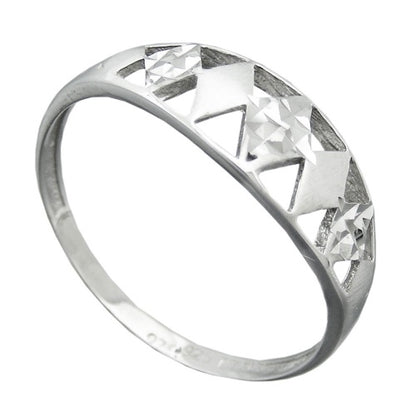 Ring 7mm Muster ausgestanzt matt-glänzend diamantiert rhodiniert Silber 925