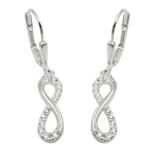 Ohrbrisur Ohrhänger Ohrringe 32x6mm Acht Unendlichkeitszeichen mit Zirkonias Silber 925