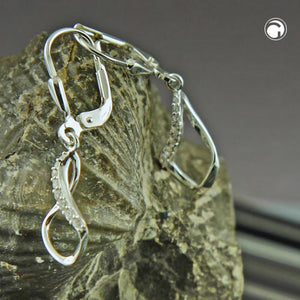 Ohrbrisur Rhombus Zirkonia Micro-Pavé Silber 925 30x9mm
