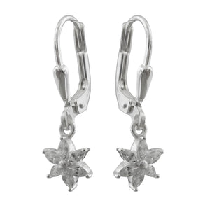 Ohrbrisur Ohrhänger Ohrringe 23x6mm Blume oder Stern Zirkonia Silber 925