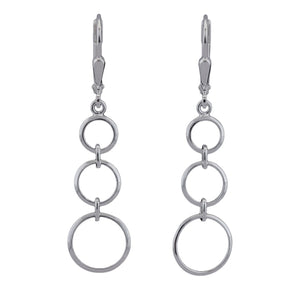 Ohrbrisur Ohrhänger Ohrringe 42x10mm 3 kleine Ringe Silber 925