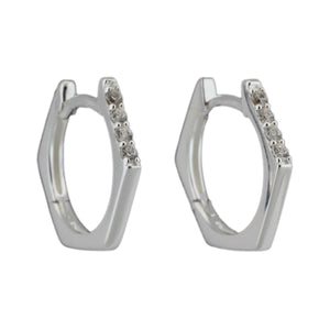 Sechseck-Scharniercreole 4 Zirkonias 16x14mm Silber 925