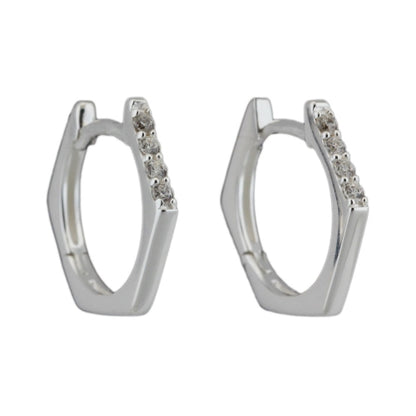 Sechseck-Scharniercreole 4 Zirkonias 16x14mm Silber 925