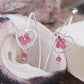 Ohrhaken Ohrring 33x10,5mm Herz mit Geflecht und rosa Glassteinen Silber 925