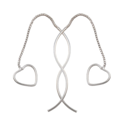 Durchzieher Ohrring Ohrhänger 82x10mm Venezianerkette mit Herz Silber 925