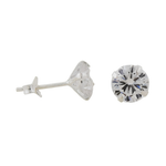 Paar runde Zirkonia-Ohrstecker aus Silber 925, 6 mm, mit Vierkrappenfassung