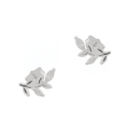 Blatt-Ohrstecker aus Silber 925 mit weißen Zirkonia, rechts-links-Paar