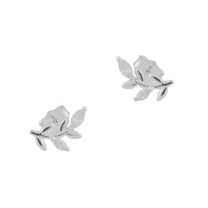 Blatt-Ohrstecker aus Silber 925 mit weißen Zirkonia, rechts-links-Paar