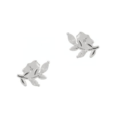 Blatt-Ohrstecker aus Silber 925 mit weißen Zirkonia, rechts-links-Paar