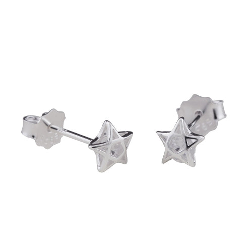Pentagramm-Ohrstecker Zirkonia weiß 6mm Silber 925