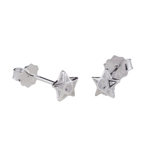 Pentagramm-Ohrstecker Zirkonia weiß 6mm Silber 925
