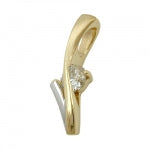 V-Form-Anhänger 19 × 6 mm aus 9 Karat Gold in Bicolor mit weißem Zirkonia, Einzelansicht