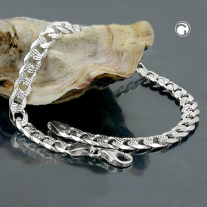 Armband/Kette 5,6mm Panzerkette flach mit Muster Silber 925 21/50/55cm