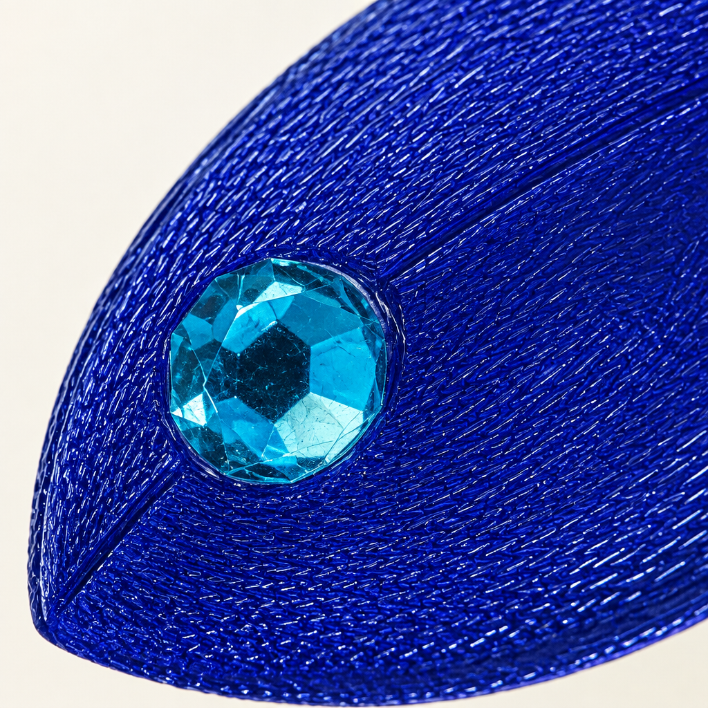 Nahaufnahme blaue Maus-Brosche