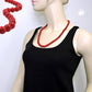 Kette 10mm Kunststoffperlen rot-schwarz-marmoriert 40 - 80cm